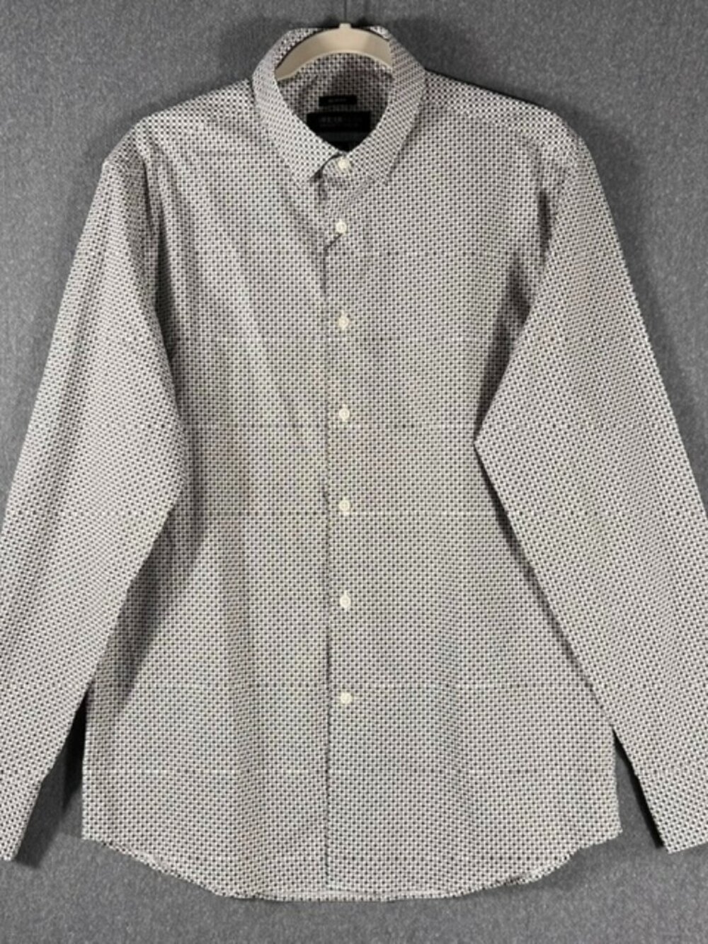 Aweareness Kenneth Cole Button Down Dress Shirt Mens Sz M Black White Geometric